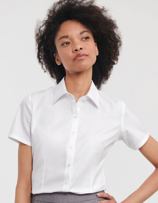 Ladies' Short Sleeve Tailored Herringbone Shirt