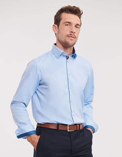 Men´s L/S Tailored Contrast Herringbone Shirt
